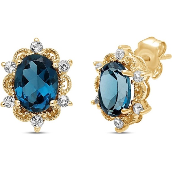 18k London Blue Topaz Earrings - Picture 2 of 9
